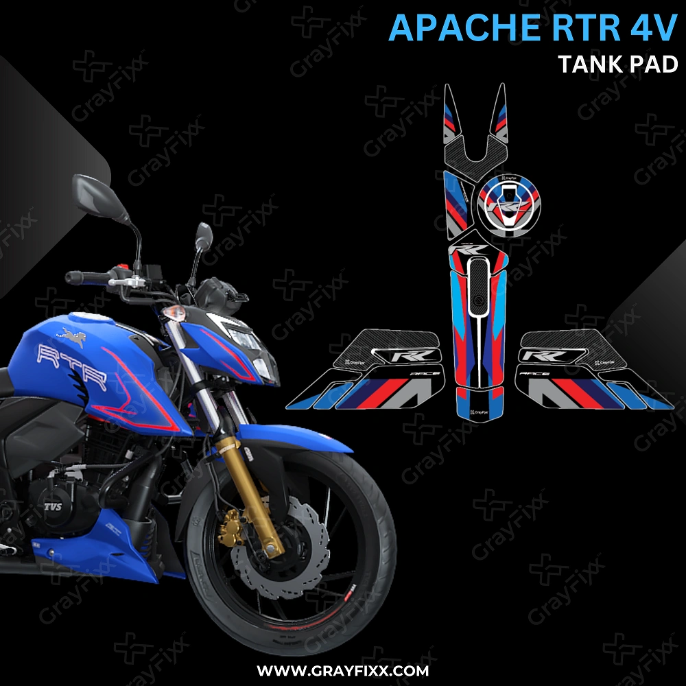 Apache RTR 4V Full Tank Pad with Knee Pad | Full Tank Pad Compatible with Apache RTR 4V, Premium Finish, Waterproof, Pack of 1